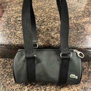 Lacoste Black Barrel Shoulder Bag with Logo